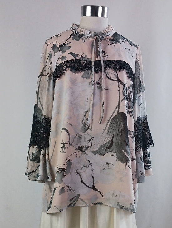 Karl Lagerfeld Tops - KARL LAGERFELD PINK BLACK FLORAL TUNIC TOP.